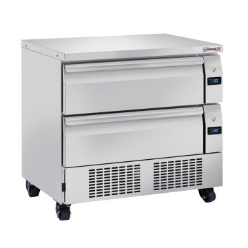 Refrigerated chef base 2 mixed positive-negative drawers 4 x GN 1/1