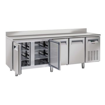 Refrigerated counter with backsplash 4 doors