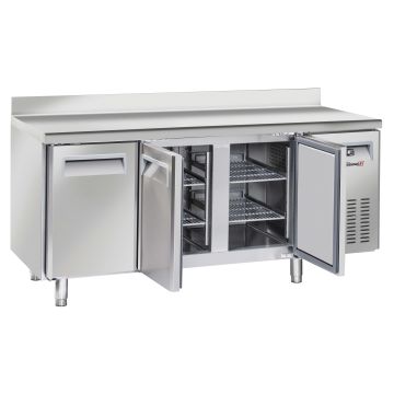 Negative refrigerated counter with backsplash 3 doors