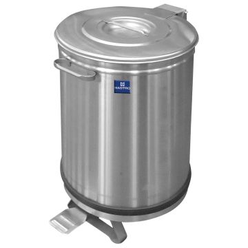 Abfalleimer in Edelstahl auf Rädern mit Fußbedienung, 50 Liter