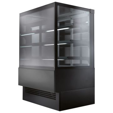 Warme Theke mit 3 Regalböden und gerader Frontverglasung, Umluft, B=1205 mm - RAL9005