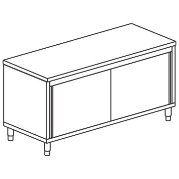Neutraler Arbeitsschrank mit Schiebetüren, ohne Aufkantung, 1200x600 mm