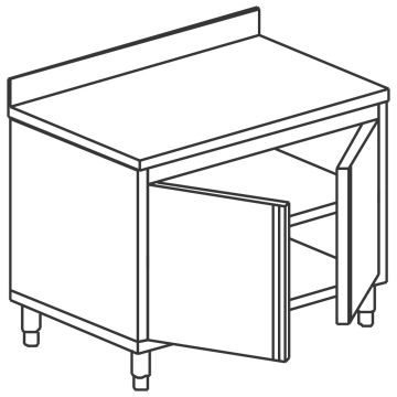 Neutraler Arbeitsschrank mit 2 Flügeltüren und Aufkantung, 800x700 mm