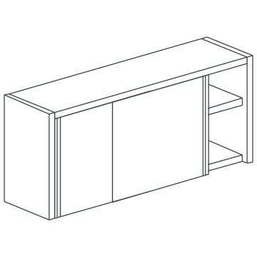 Wandhängeschrank mit Schiebetüren und Zwischenboden, 1000x400 mm