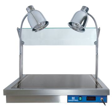 Tranchierplatte mit Hustenschutz, 2x GN 1/1 mit 2 Halogenlampen
