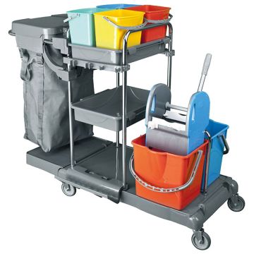 Reinigungswagen mit Sackhalter und Moppeimer