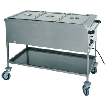 Bainmarie-Wagen mit Zwischenboden, 3x GN 1/1 H=200 mm, 1 Temperaturzone