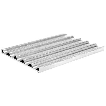 Perforiertes Aluminiumblech 600x400 für 5 Baguettes, silikoniert