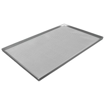 Backblech aus Aluminium unbeschichtet, 600x400 mm - 4 Seiten 90°, gelocht