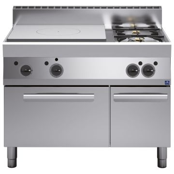 Gas-Glühplattenherd, 2 Brenner, 1 Gasofen, 1 geschlossener Schrank