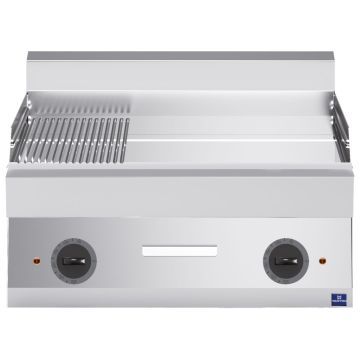 Elektro-Grillplatte, Tischmodell, verchromt 1/3 gerillt und 2/3 glatt
