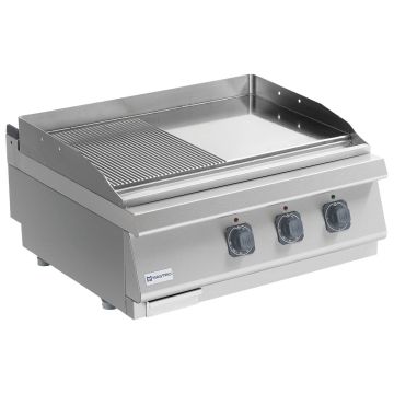 Elektro-Grillplatte, Tischmodell, 1/2 glatte und 1/2 gerillte Platte