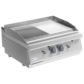 Gas-Grillplatte, Tischmodell, 1/2 glatte und 1/2 gerillte Platte