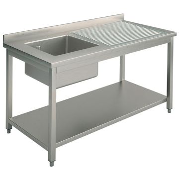 Spültisch mit 1 Becken links und Tropftasse rechts mit Zwischenboden, 1400x700 mm