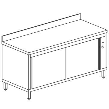 Wärmeschrank mit Schiebetüren und Aufkantung, 1500x700 mm