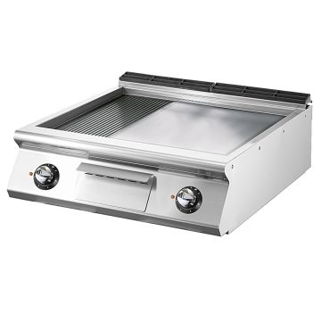 Elektro-Grillplatte, Tischmodell, 1/3 gerillt und 2/3 glatt verchromte Platte
