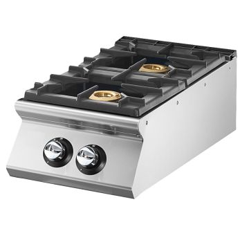 Gaskochfeld mit 2 Brenner je 6 kW, tiefgezogene Arbeitsoberfläche