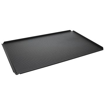 Backblech aus Aluminium, GN 1/1 - 4 Seiten 45°, doppelte thermoplastische Antihaftbeschichtung, gelocht