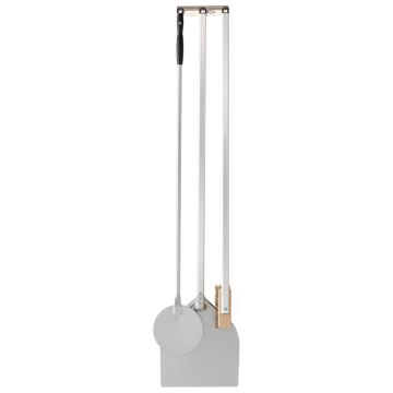 Pizzaset bestehend aus quadratische Schaufel 320 mm, runde Schaufel 200 mm, Besen und Wandhalterung