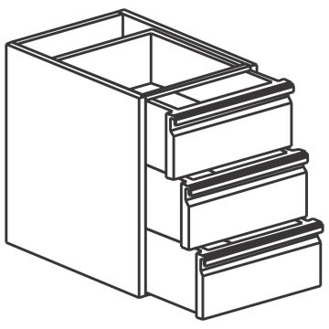 Schubladeneinheit mit 3 Laden, 400x540 mm