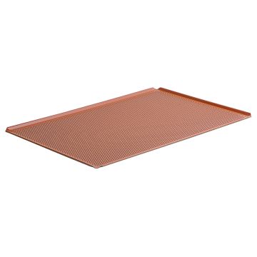 Backblech aus Aluminium, GN 1/1 - 4 Seiten 45°, Silikon, gelocht