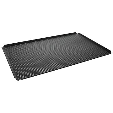 Backblech aus Aluminium, 600x400 mm - 4 Seiten 45°, doppelte thermoplastische Antihaftbeschichtung, gelocht