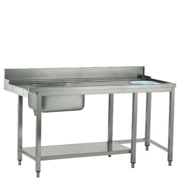 rechter Zulauftisch mit Becken links und Abfallloch, B=1500 mm