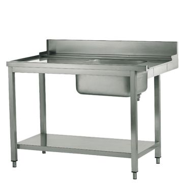 linker Zulauftisch mit Becken rechts für Korbdurchschubspüler, B=1800 mm