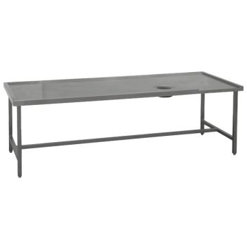 linker Sortiertisch mit Loch, für Maschinenausgang rechts, B=1800 mm
