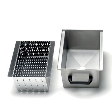Behälter mit Filter für Entleerung aus Edelstahl (10-18 kg) (255x300x190mm)