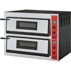 GGF Pizzaofen mit zwei Kammern für 8 Pizzen à 360 mm, Vollschamott, 12 kW, 1010 x 850 x 750mm (BxTxH)