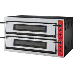 GGF Pizzaofen mit zwei Kammern für 12 Pizzen à 360 mm, Vollschamott, 18 kW, 1370 x 850 x 750 mm (BxTxH)