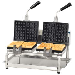 Double professional waffle maker 180° opening