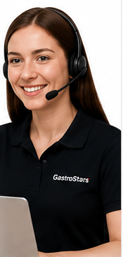 GastroStars-Beraterin mit Headset am Laptop