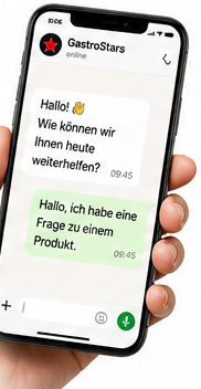 WhatsApp-Chat mit GastroStars auf dem Smartphone